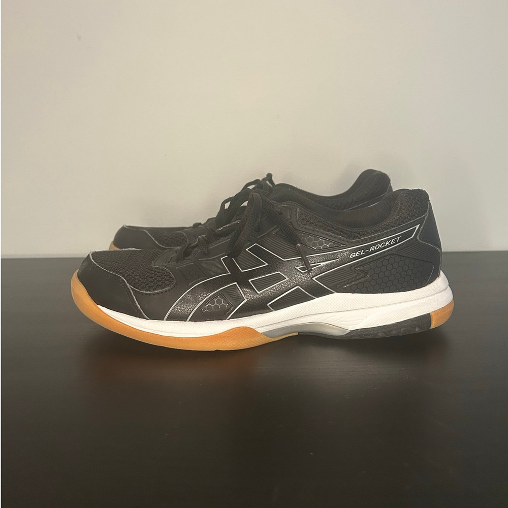 Women's ASICS Gel Rocket 8  Black Sneakers - Size 8